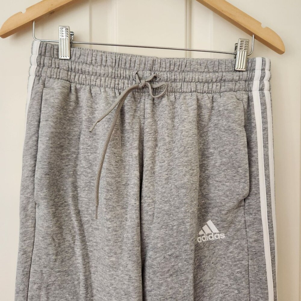 Adidas Men's Gray Drawstring Track Pants Pockets Casual Athletic Sporty Medium - Picture 5 of 6